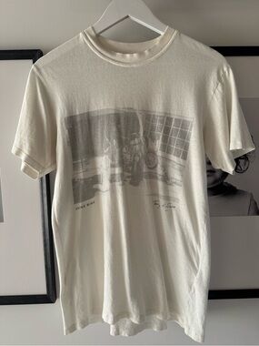 Anine Bing Cream Graphic Motorcycle Tee